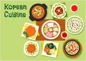 Ikone der koreanischen Küche für asiatische Menügestaltung vektor