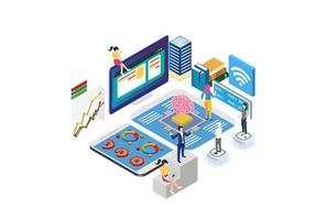 modern isometrisk data analys illustration, webb banderoller, lämplig för diagram, infografik, bok illustration, spel tillgång, och Övrig grafisk relaterad tillgångar vektor