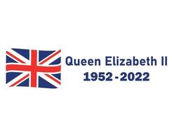 Queen Elizabeth 1952 2022 blau und britisch das Vereinigte Königreich Flaggenband nationales Europa Emblem Symbol Vektor Illustration abstraktes Gestaltungselement