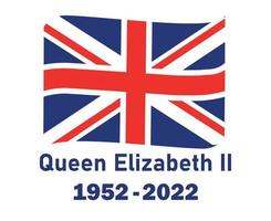 brittiskt förenad rike flagga band och drottning Elizabeth 1952 2022 blå nationell Europa emblem ikon vektor illustration abstrakt design element