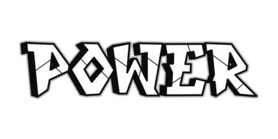 power word graffiti style letters.vector handgezeichnete doodle cartoon logo illustration. lustige coole machtbuchstaben, mode, graffiti-artdruck für t-shirt, plakatkonzept vektor