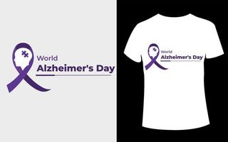 värld alzheimers dag t-shrit design vektor