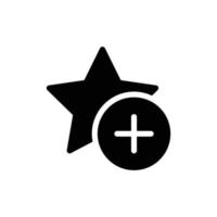 Lägg till till favorit ikon med stjärna och plus i svart fast stil vektor