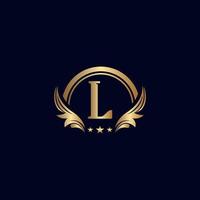 luxusbuchstabe l logo royal gold star vektor