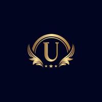 luxusbuchstabe u logo royal gold star vektor