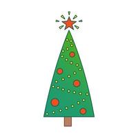 Vektor-Weihnachtsbaum. immergrüner Baum mit Dekorationen. tanne für das neue jahr mit rotem stern. Gradient. vektor