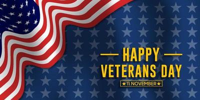 Happy Veterans Day Design mit Flaggenhintergrund vektor