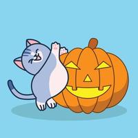 söt katt fest i hallowen dag vektor