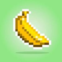 8-Bit-Pixel-Banane. Früchte in der Abbildung des Spiel-Asset-Vektors 8-Bit. vektor