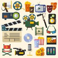 editierbare Sammlung von Symbolen für Kinovektorillustrationen für Filme oder filmbezogenes Design vektor