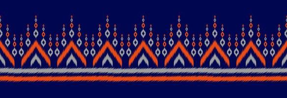 grenze ethnisch ikat muster kunst. Volksstickerei und mexikanischer Stil. Aztekischer geometrischer Ornamentdruck. vektor