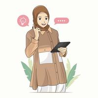 Muslimische Geschäftsfrau im Hijab bekommt eine Idee Vektor-Illustration kostenloser Download vektor