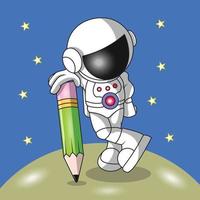 ein Astronaut, der einen Bleistift hält vektor