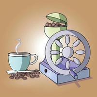 eine gleichmäßige Tasse Kaffee mit einem manuellen Maschinenprozess vektor