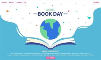 världen bok dag design med bok och världen vektor