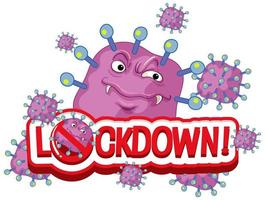 Coronavirus '' Lockdown '' Viruszellen mit mittlerem Gesicht vektor