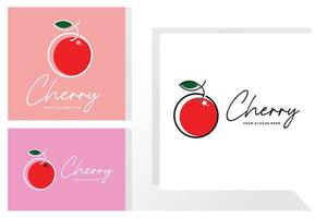 Kirschfruchtlogo, rot gefärbte Pflanzenvektorillustration, Obstladendesign, Firma, Aufkleber, Produktmarke vektor