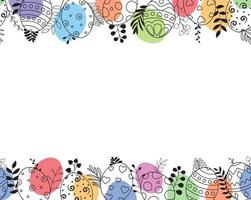 doodle von ostereiern set sammlung mit ornamenten und farbigen eiern auf weißem hintergrund vektor