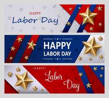 Happy Labor Day Holiday Banner mit goldenen Sternen. Nationalflagge der Vereinigten Staaten vektor