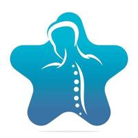 Chiropraktik-Stern-Logo-Design-Vektor-Illustration. Logo für Schmerzen im menschlichen Rückgrat. Logo für die Wirbelsäulenpflege. vektor