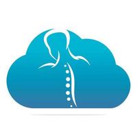 chiropraktische Cloud-Logo-Design-Vektorillustration. Logo für Schmerzen im menschlichen Rückgrat. Logo für die Wirbelsäulenpflege. vektor