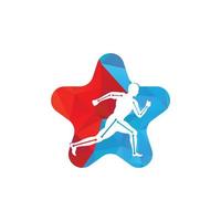 Physiotherapie Behandlung Sternform Konzept Logo Design Vorlage Vektor mit Menschen laufen. bunte vektorgesundheit. Logo der Physiotherapie-Klinik. Physiotherapie-Logo