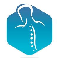 Chiropraktik-Logo-Design-Vektor-Illustration. Logo für Schmerzen im menschlichen Rückgrat. Logo für die Wirbelsäulenpflege. vektor