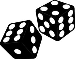 Würfelwürfel, Casinospiel. schwarzes Symbol auf weißem Hintergrund. vektor