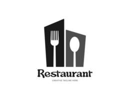 restaurang logotyp med gaffel och sked illustration vektor