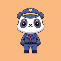 niedliche polizei panda cartoon doodle handgezeichnete konzept vektor kawaii symbol illustration