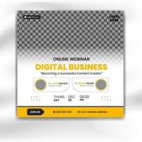 Webinar-Banner für digitales Business-Marketing für Social-Media-Beitragsvorlagen vektor