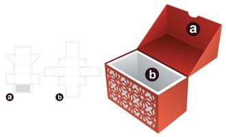 2 bitar låda med stenciled lyx mönster dö skära mall och 3d attrapp vektor