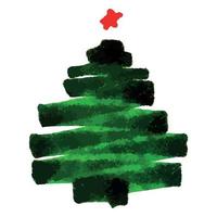 weihnachtsbaum hand gezeichnete illustration isoliert auf weißem hintergrund. Feiertagswinter buntes Vektorgestaltungselement für Karte, Druck, Netz, Design, Dekor vektor