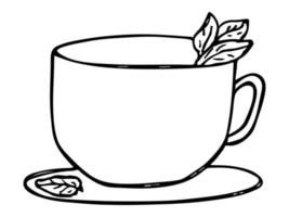 söt kopp te eller kaffe illustration. enkel mugg clipart. mysig hem doodle vektor