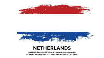 Distressed Grunge Textur Niederlande Flagge Design Vektor