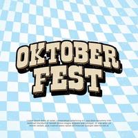 Willkommen zum Oktoberfest-Vektor-Banner-Poster. illustration mit bürstenbeschriftungstypografie und blau-weißem kariertem musterhintergrund. festliches gestaltungskonzept für bayerisches bierfest vektor