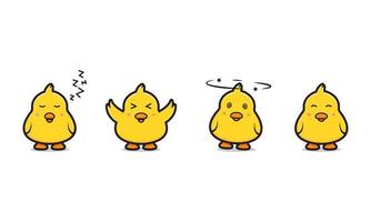 söt kycklingar familj hälsning kort klotter tecknad serie ikon illustration vektor