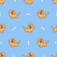 niedliches Golden Retriever Welpen Cartoon nahtloses Muster vektor