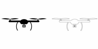 Drohnensymbol mit Kamera isoliert auf weißem Hintergrund vektor