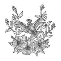 Kakadu mit Blumenstrichkunst vektor