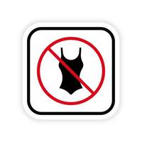 Verbot Mädchen Sommer Bademode schwarze Silhouette Symbol. Verbotenes Piktogramm. kein einteiliger Bikini-Badeanzug für Frauen, rotes Stoppkreissymbol. FKK-Strand-Zeichen. Schwimmbekleidung verbieten. isolierte Vektorillustration. vektor