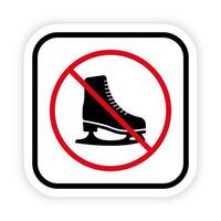 Symbol für die schwarze Silhouette von Schlittschuhen verbieten. verbotenes Eiskunstlauf-Piktogramm. Skater rotes Stoppsymbol. kein erlaubtes Zeichen für die Erholung des Eisbahnbereichs. Schlittschuh-Winterstiefel verboten. isolierte Vektorillustration. vektor