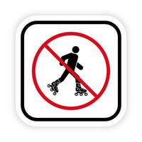 verbieten Sie den Eintritt in Rollschuhe schwarze Silhouette Symbol. Vorsicht verbotenes Rollschuh-Piktogramm. Mann in Rolle rotes Stoppkreissymbol. kein erlaubtes Skating-Schild. Rolle verboten. isolierte Vektorillustration. vektor