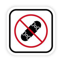 Skateboard verboten. Skateboard-Verbot schwarze Silhouette Symbol. kein erlaubtes Skating-Schild. verbotenes Skater-Ausrüstungs-Deckrad-Piktogramm. Skateboard-Stopp-Symbol. isolierte Vektorillustration. vektor