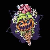 Halloween-Kürbis-Eiscremegrafik für Halloween vektor