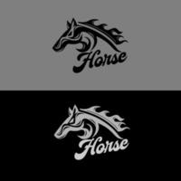 Pferd Logo Vektor Schwarz-Weiß-Silhouette Design einfacher Luxus elegant, Tätowierung, Emblem, Emblem Logo Maskottchen Symbolvorlage für Business- oder Shirt-Designs. Vektor-Vintage-Design-Elemente.