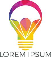 Fallschirm- und Glühbirnen-Logo-Design. Symbol für den Luftballon der Lieferung. Vektorsymbol für Unternehmen. vektor