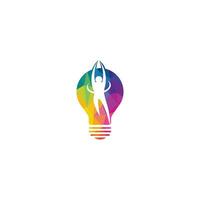abstrakte farbenfrohe Menschen innerhalb des Glühbirnenvektorsymbols. Yoga-Ideen-Logo-Konzept. vektor