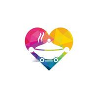 Food-Love-Lieferungs-Logo-Design. Zeichen für schnellen Lieferservice. vektor