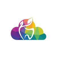 naturlig dental vektor logotyp design. tand och blad ikon logotyp design.